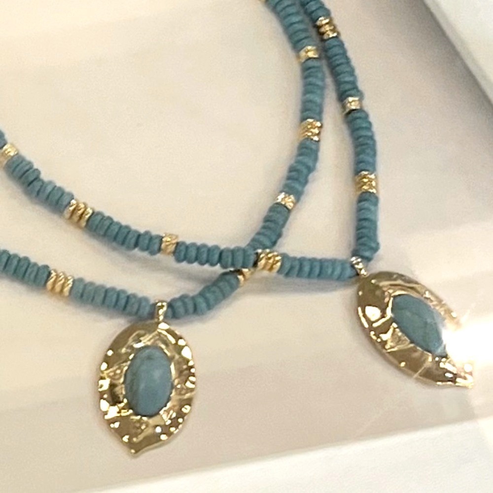 NWT ⚜️🩵⚜️ Camila Coelho Gorgeous Reconstituted Turquoise Necklace - Picture 5 of 6